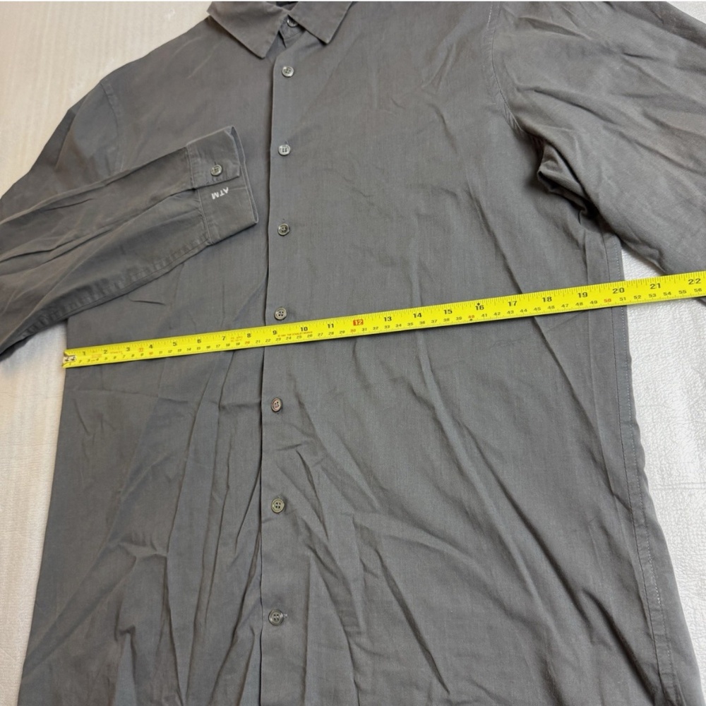 ATM Anthony Thomas Melillo Mens M Gray Button Down Long Sleeves Shirt - Picture 6 of 7